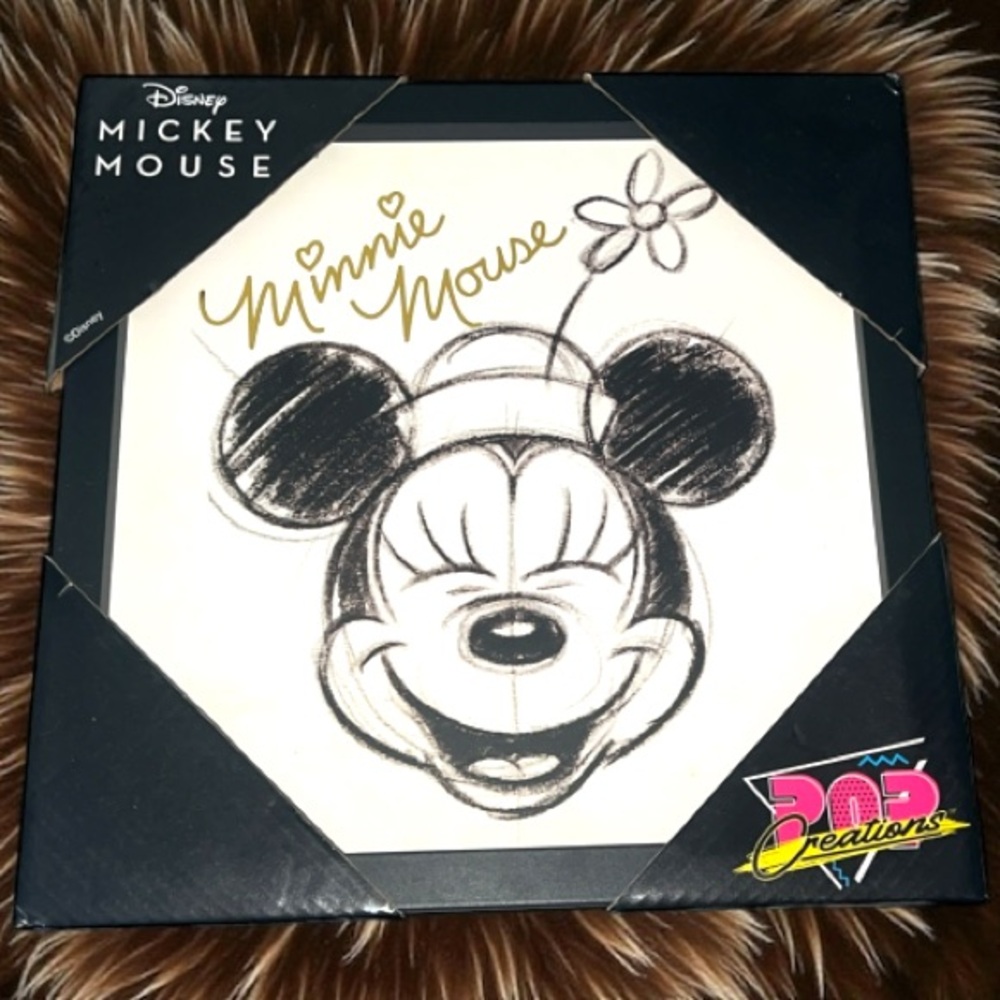 Disney Pop Art mini mouse wall decor with Black Accents 
12”x12”
